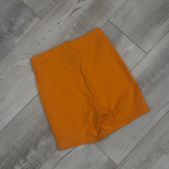 SKIMS Bold Orange Bike Recycled Swim Mid Rise Shorts - Picture 4 of 6